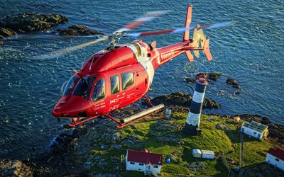 bell 429 globalranger, 4k, guarda costeira canadense, helicópteros de resgate, helicóptero vermelho, aeronaves civis, aeronaves, bell
