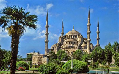4k, moschea blu, istanbul, sultanahmet camii, sultan ahmed moslam, moschea, istanbul lermark, moschea di istanbul, tacchino