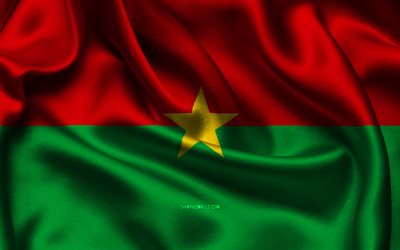 علم بوركينا فاسو, 4k, الدول الافريقية, أعلام الساتان, يوم بوركينا فاسو, أعلام الساتان المتموجة, رموز بوركينا فاسو الوطنية, أفريقيا, بوركينا فاسو