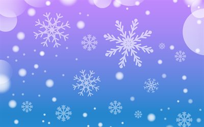 mavi kar taneleri desenleri, 4k, mor kış arka planlar, kar yağışı, noel desenleri, kar taneleri desenleri, kış desenleri, kar taneleri ile arka planlar, mor kar taneleri arka planlar