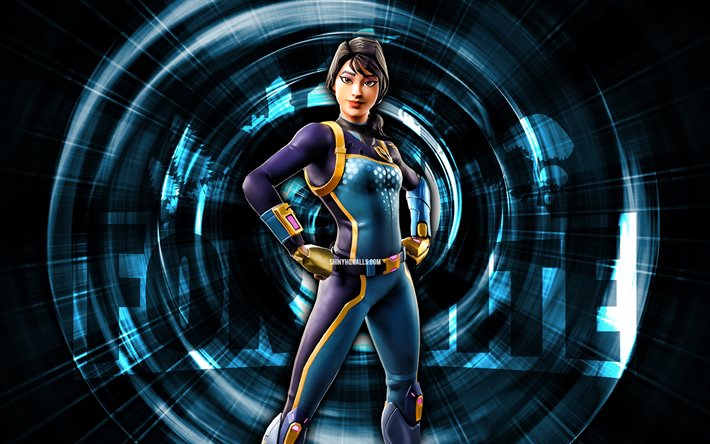 ボルト, 4k, 青の抽象的な背景, フォートナイト, 抽象的な光線, ボルトスキン, フォートナイトボルトスキン, フォートナイトのキャラクター, ボルトフォートナイト