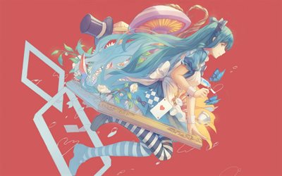 앨리스, 애니메이션 캐릭터, 이상한 나라의 앨리스, 일본 만화, 창조적 인 예술, 이마와노쿠니노 앨리스