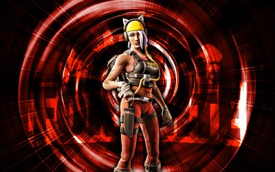 Catastrophe, 4k, red abstract background, Fortnite, abstract rays, Catastrophe Skin, Fortnite Catastrophe Skin, Fortnite characters, Catastrophe Fortnite