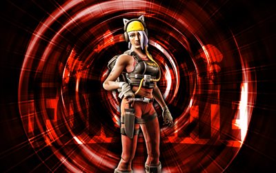 catastrophe, 4k, fond abstrait rouge, fortnite, rayons abstraits, peau de catastrophe, skin fortnite catastrophe, personnages fortifiés, catastrophe fortnite