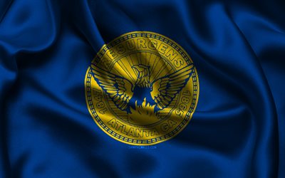 drapeau d'atlanta, 4k, villes américaines, drapeaux de satin, jour d'atlanta, drapeaux de satin ondulés, villes de géorgie, atlanta, géorgie, etats unis