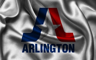 Arlington flag, 4K, US cities, satin flags, Day of Arlington, flag of Arlington, American cities, wavy satin flags, cities of Texas, Arlington Texas, USA, Arlington