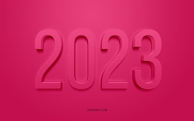 2023 rosa 3d hintergrund, 4k, frohes neues jahr 2023, rosa hintergrund, 2023 konzepte, 2023 frohes neues jahr, hintergrund 2023