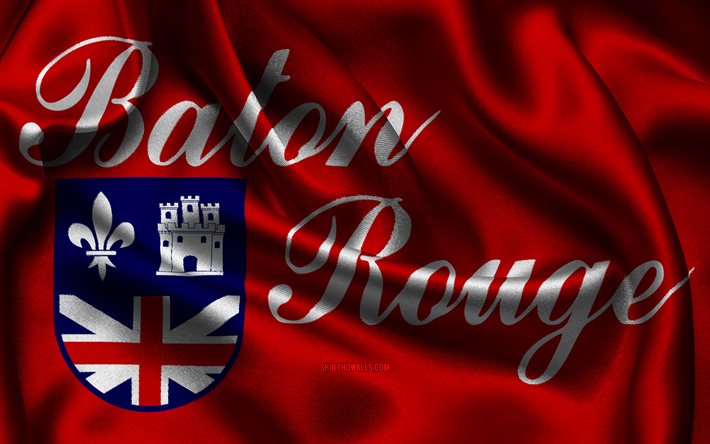 baton rouge bayrağı, 4k, abd şehirleri, saten bayraklar, baton rouge günü, baton rouge'un bayrağı, amerikan şehirleri, dalgalı saten bayraklar, louisiana şehirleri, baton rouge louisiana, amerika birleşik devletleri, baton rouge