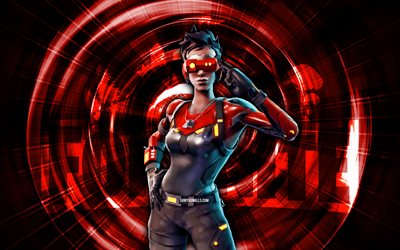 cifra, 4k, sfondo astratto rosso, fortnite, raggi astratti, pelle cifrata, skin cifrata fortnite, personaggi di fortnite, cifra fortnite