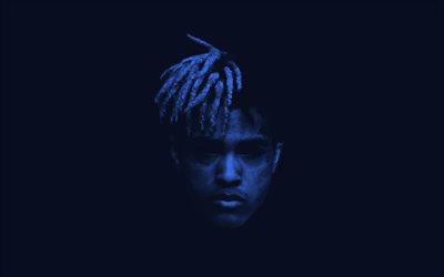 XXXTentacion, portrait, blue background, American rapper, Jahseh Dwayne Ricardo Onfroy, Triple X, XXXTentacion face, art
