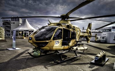 エアバス ec635, hdr, 軍用ヘリコプター, 軍用航空, 黄色いヘリコプター, 航空, 戦闘機, エアバス, ヘリコプターでの写真, ec635
