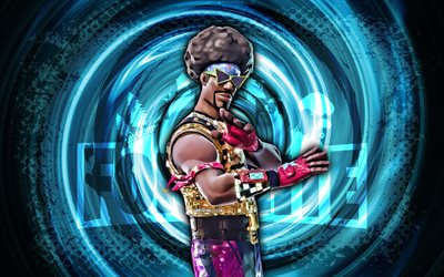 4k, funk ops, fortnite, bleu grunge spirale fond, fortnite funk ops skin, funk ops fortnite personnage, funk ops fortnite, fortnite personnages, grunge art, funk ops skin