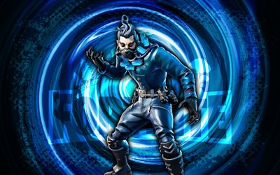 4k, professor slurpo, fortnite, sfondo a spirale blu grunge, fortnite professor slurpo skin, professor slurpo fortnite personaggio, professor slurpo fortnite, personaggi fortnite, grunge art, professor slurpo skin