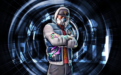 تاجور, 4k, الأزرق، جرد، الخلفية, فورتنايت, أشعة مجردة, تاجور سكين, fortnite تاجور سكين, شخصيات fortnite, تاجور فورتنايت