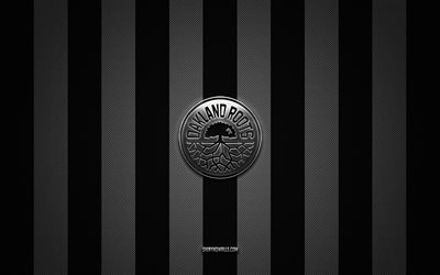 Oakland Roots SC logo, American soccer club, USL, black and white carbon background, Oakland Roots SC emblem, soccer, Oakland Roots SC, USA, United Soccer League, Oakland Roots SC silver metal logo