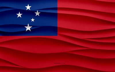 4k, drapeau de samoa, 3d vagues fond de plâtre, samoa drapeau, 3d vagues texture, samoa symboles nationaux, jour de samoa, pays d océanie, 3d samoa drapeau, samoa, océanie