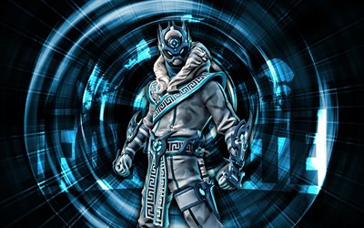 قدم الثلج, 4k, الأزرق، جرد، الخلفية, فورتنايت, أشعة مجردة, جلد قدم الثلج, fortnite snowfoot الجلد, شخصيات fortnite, snowfoot fortnite