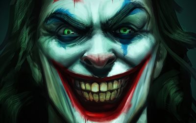 Angry Joker, 4k, comics, supervillain, fan art, Joker face, creative, Joker 4K, Cartoon Joker, artwork, Joker