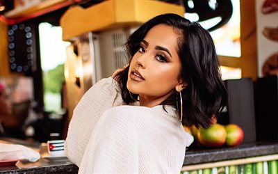 Becky G, 4k, 2022, american singer, music stars, american celebrity, brunette woman, picture with Becky G, Rebbeca Marie Gomez, Becky G photoshoot