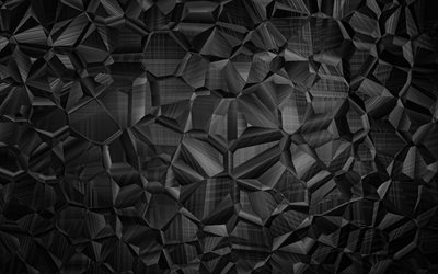 schwarze 3d-fragmente, 4k, low-poly-texturen, geometrische formen, schwarze 3d-hintergründe, 3d-texturen, geometrische kunst, kreativ, low-poly-muster, schwarze splitter, low-poly-3d-texturen, hintergrund mit fragmenten