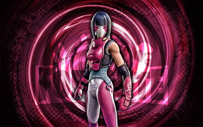 4k, bachii, fortnite, rosa grunge espiral de fundo, fortnite bachii skin, bachii fortnite personagem, bachii fortnite, fortnite personagens, grunge arte, bachii skin