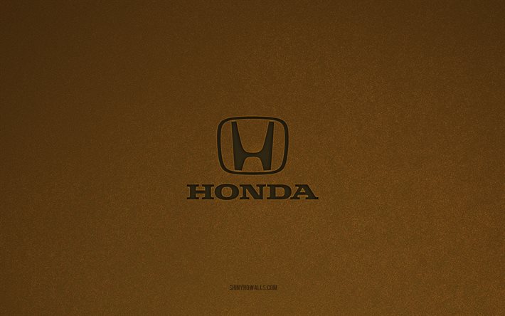 ホンダのロゴ, 4k, 車のロゴ, ホンダエンブレム, 茶色の石のテクスチャ, ホンダ, 人気の車のブランド, ホンダサイン, 茶色の石の背景