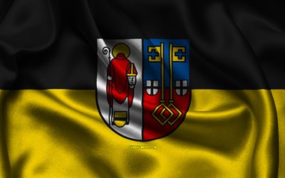 Krefeld flag, 4K, German cities, satin flags, Day of Krefeld, flag of Krefeld, wavy satin flags, cities of Germany, Krefeld, Germany