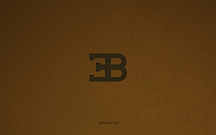logo bugatti, 4k, logos de voitures, emblème bugatti, texture de pierre brune, bugatti, marques de voitures populaires, signe bugatti, fond de pierre brune