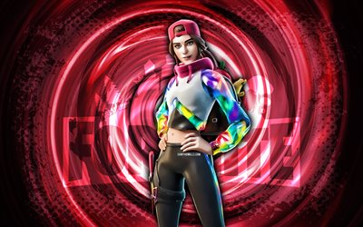 4k, loserfruit, fortnite, sfondo a spirale rosa grunge, pelle di loserfruit, personaggio di loserfruit fortnite, loserfruit fortnite, personaggi di fortnite, arte del grunge