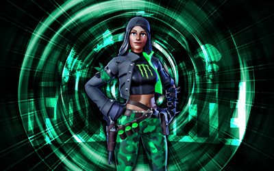 brise vagues monster energy, 4k, abstrait turquoise, fortnite, rayons abstraits, apparence monster energy wavebreaker, skin brise vague fortnite monster energy, personnages fortifiés, monster energy brise vague fortnite