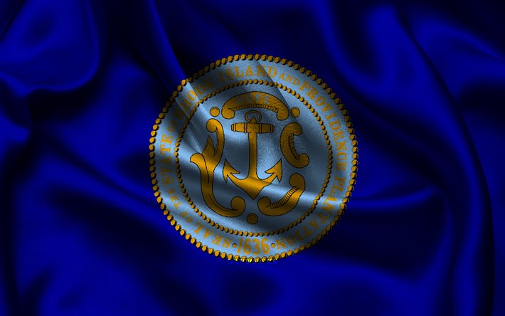 Providence flag, 4K, US cities, satin flags, Day of Providence, flag of Providence, American cities, wavy satin flags, cities of Rhode Island, Providence Rhode Island, USA, Providence