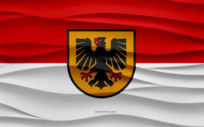 4k, bandeira de dortmund, fundo de gesso de ondas 3d, textura de ondas 3d, símbolos nacionais alemães, dia de dortmund, cidades alemãs, 3d bandeira de dortmund, dortmund, alemanha