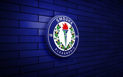 Smouha SC 3D logo, 4K, blue brickwall, Egyptian Premier League, soccer, Egyptian football club, Smouha SC logo, Smouha SC emblem, football, Smouha SC, sports logo, Smouha FC