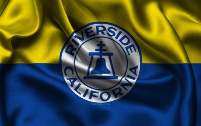 Riverside flag, 4K, US cities, satin flags, Day of Riverside, flag of Riverside, American cities, wavy satin flags, cities of California, Riverside California, USA, Riverside