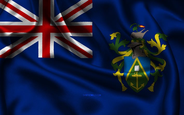 Pitcairn Islands flag, 4K, Oceanian countries, satin flags, flag of Pitcairn Islands, Day of Pitcairn Islands, wavy satin flags, Pitcairn Islands national symbols, Oceania, Pitcairn Islands
