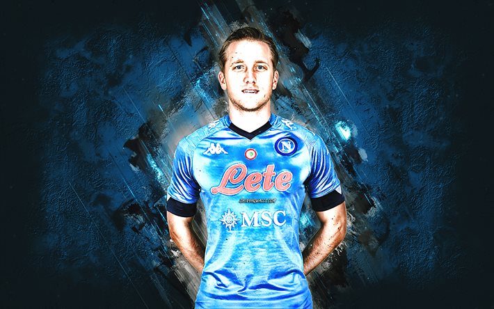 piotr zielinski, napoli, calciatore polacco, pietra blu sullo sfondo, ssc napoli, serie a, italia, calcio