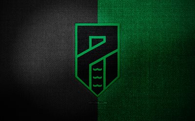 ポルデノーネ fc バッジ, 4k, 緑の黒い布の背景, セリエb, ポルデノンfcのロゴ, ポルデノンfcのエンブレム, スポーツのロゴ, ポルデノンfcの旗, イタリアのサッカー クラブ, ポルデノン・カルチョ, サッカー, フットボール, ポルデノンfc