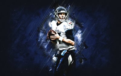 Ryan Tannehill, Tennessee Titans, NFL, American football quarterback, blue stone background, National Football League, USA, American football