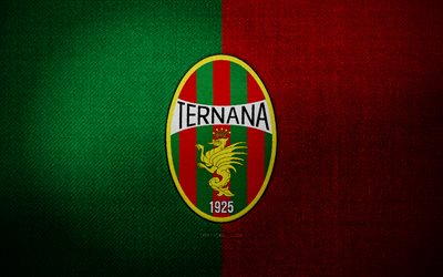 Ternana FC badge, 4k, red green fabric background, Serie B, Ternana FC logo, Ternana FC emblem, sports logo, Ternana FC flag, italian football club, Ternana Calcio, soccer, football, Ternana FC