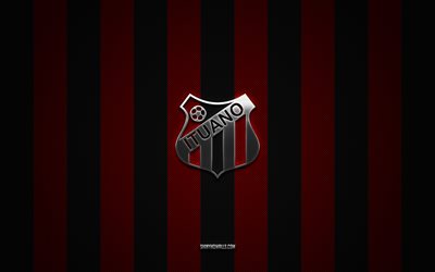 Ituano FC logo, Brazilian football club, Brazilian Serie B, red black carbon background, Ituano FC emblem, football, Ituano FC, Brazil, Ituano FC silver metal logo