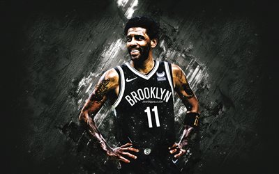 Kyrie Irving, Brooklyn Nets, NBA, American basketball player, white stone background, National Basketball Association, Kyrie Andrew Irving, basketball