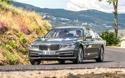 BMW 750Li xDrive, 4k, road, 2017 cars, G12, luxury cars, 2017 BMW 7 Series, german cars, BMW G12, BMW
