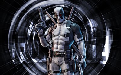 deadpool x-force, 4k, fond abstrait gris, fortnite, rayons abstraits, deadpool x-force skin, fortnite deadpool x-force skin, fortnite personnages, deadpool x-force fortnite