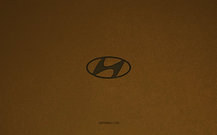 Hyundai logo, 4k, car logos, Hyundai emblem, brown stone texture, Hyundai, popular car brands, Hyundai sign, brown stone background