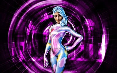 Party MVP, 4k, purple abstract background, Fortnite, abstract rays, Party MVP Skin, Fortnite Party MVP Skin, Fortnite characters, Party MVP Fortnite