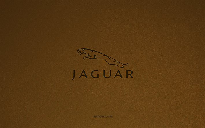 Jaguar logo, 4k, car logos, Jaguar emblem, brown stone texture, Jaguar, popular car brands, Jaguar sign, brown stone background