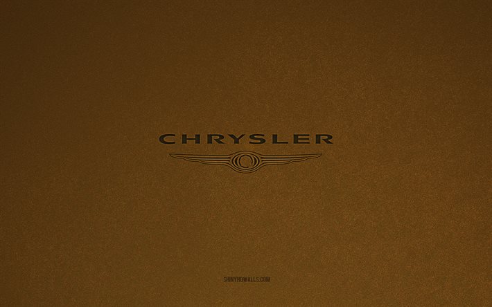 logo chrysler, 4k, loghi auto, emblema chrysler, struttura in pietra marrone, chrysler, marchi automobilistici popolari, segno chrysler, sfondo di pietra marrone