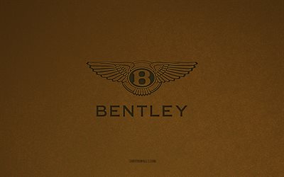 logo bentley, 4k, logos de voitures, emblème bentley, texture de pierre brune, bentley, marques de voitures populaires, signe bentley, fond de pierre brune