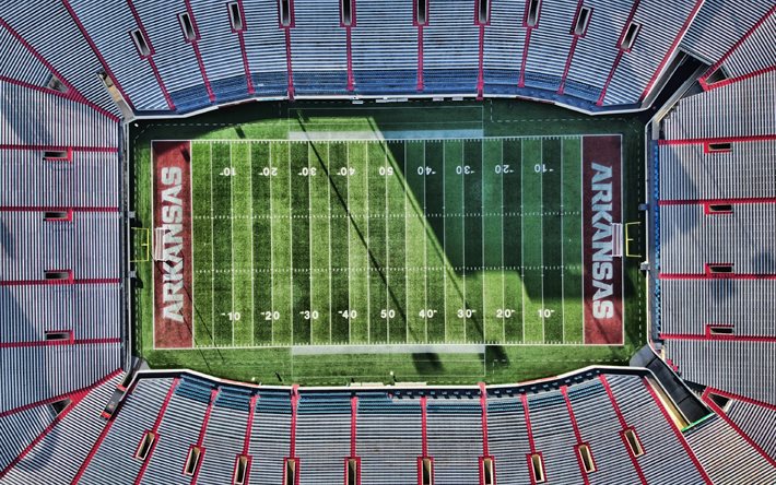 War Memorial Stadium, Arkansas, aerial view, american football stadium, Little Rock, Arkansas State, Arkansas Razorbacks Stadium, NCAA, American football, USA