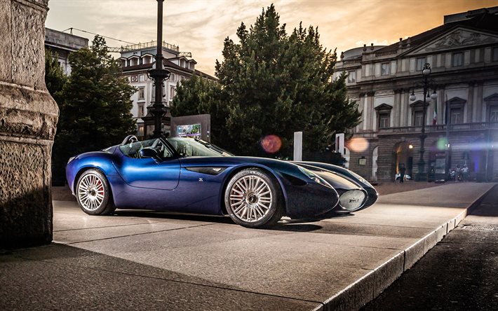 2022, Mostro Barchetta Zagato, 4k, front view, exterior, Maserati, blue Mostro Barchetta Zagato, Italian sports cars, Zagato